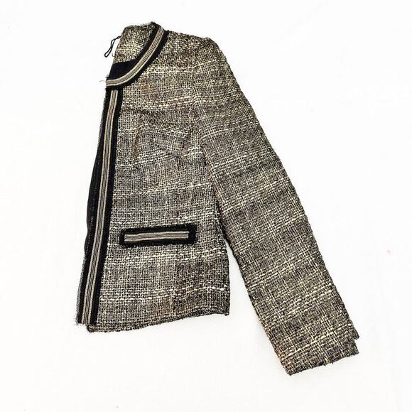 Marks and Spencer Metallic Tweed Jacket Raw Edge Hem Size 8 - Picture 6 of 6